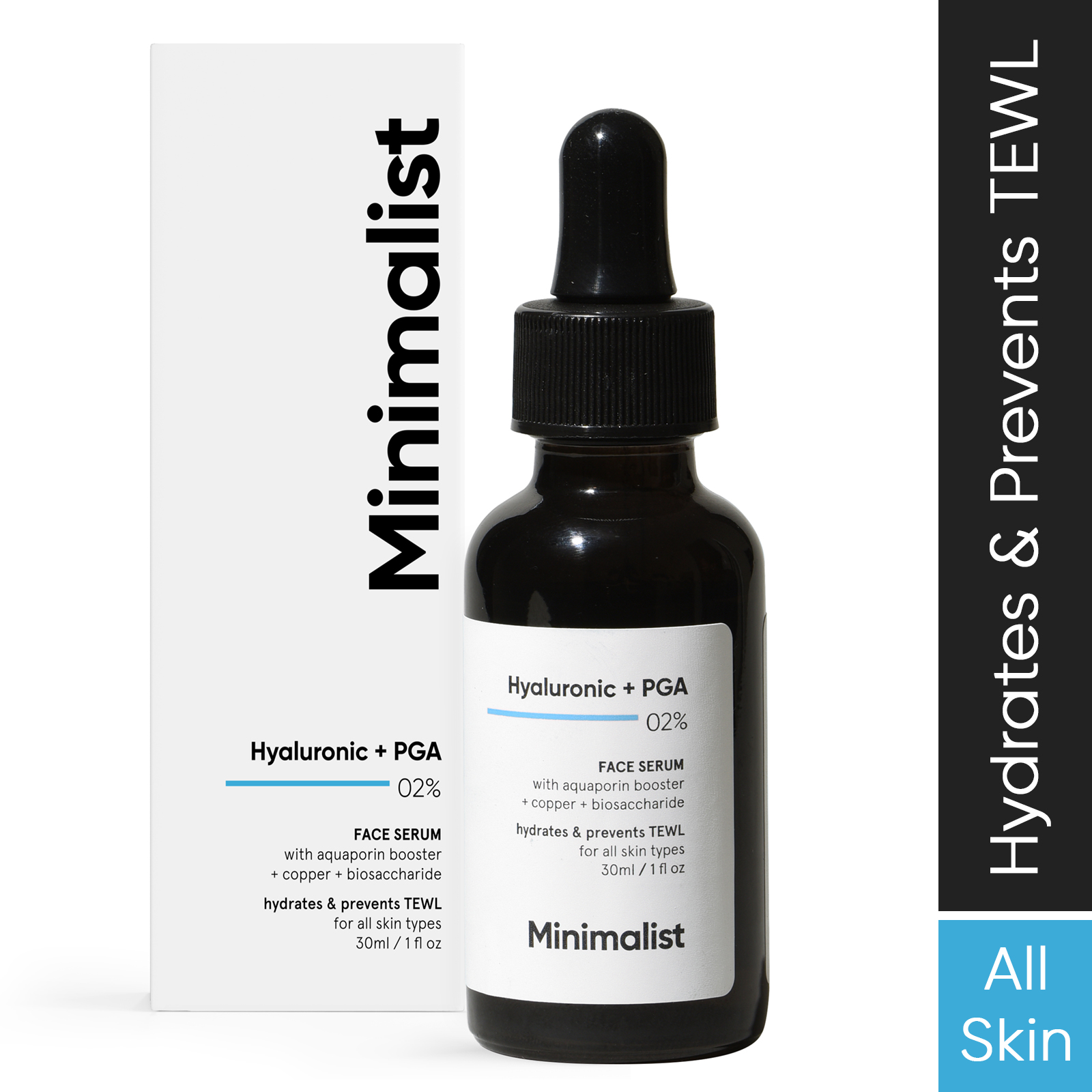 MINIMALIST 2% HYALURONIC ACID + PGA FACE SERUM FOR INTENSE MULTILEVEL HYDRATION 30 ML