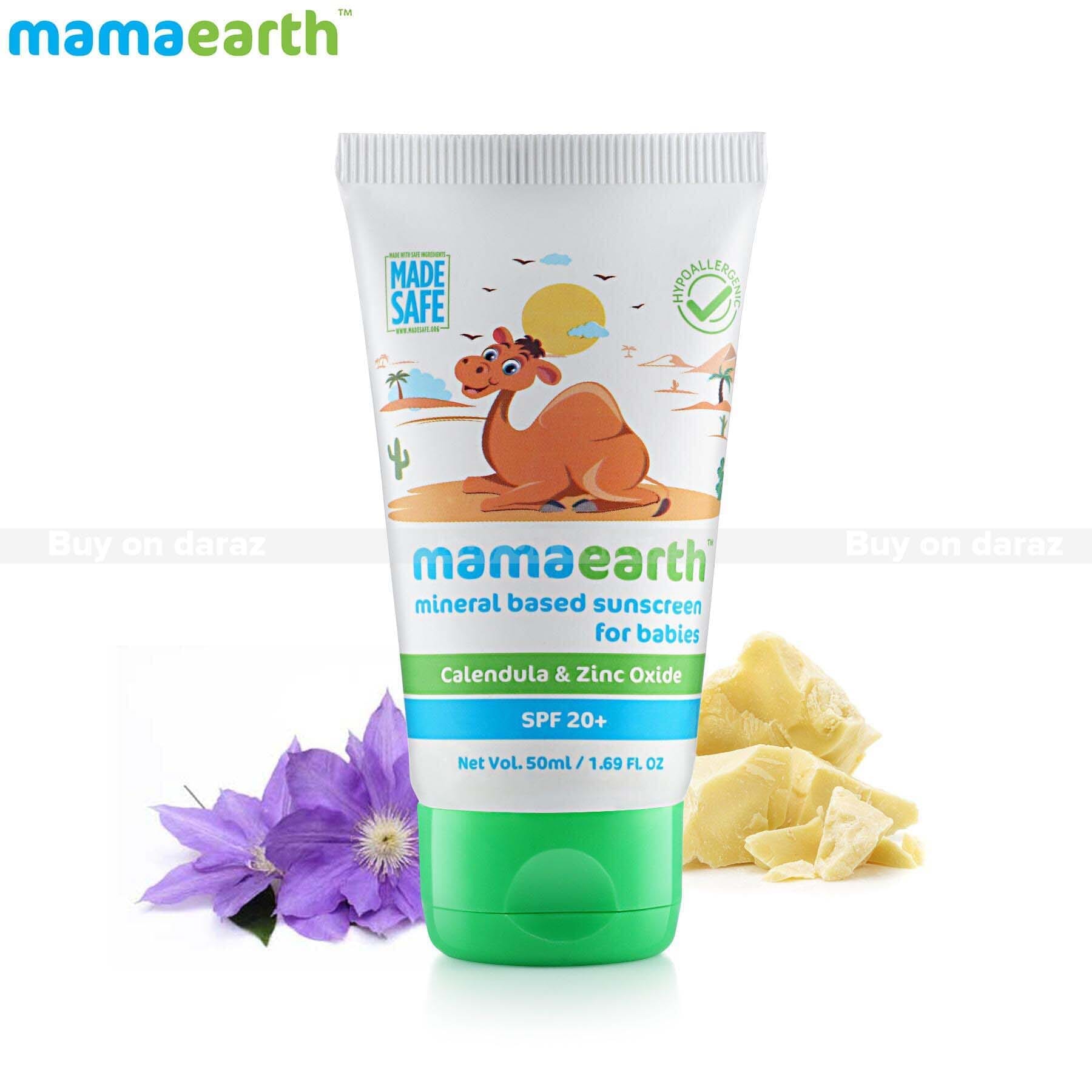 MAMAEARTH Mineral Based Sunscreen for Babies Contains Calendula & Zinc Oxide SPF 20 - 50 gm