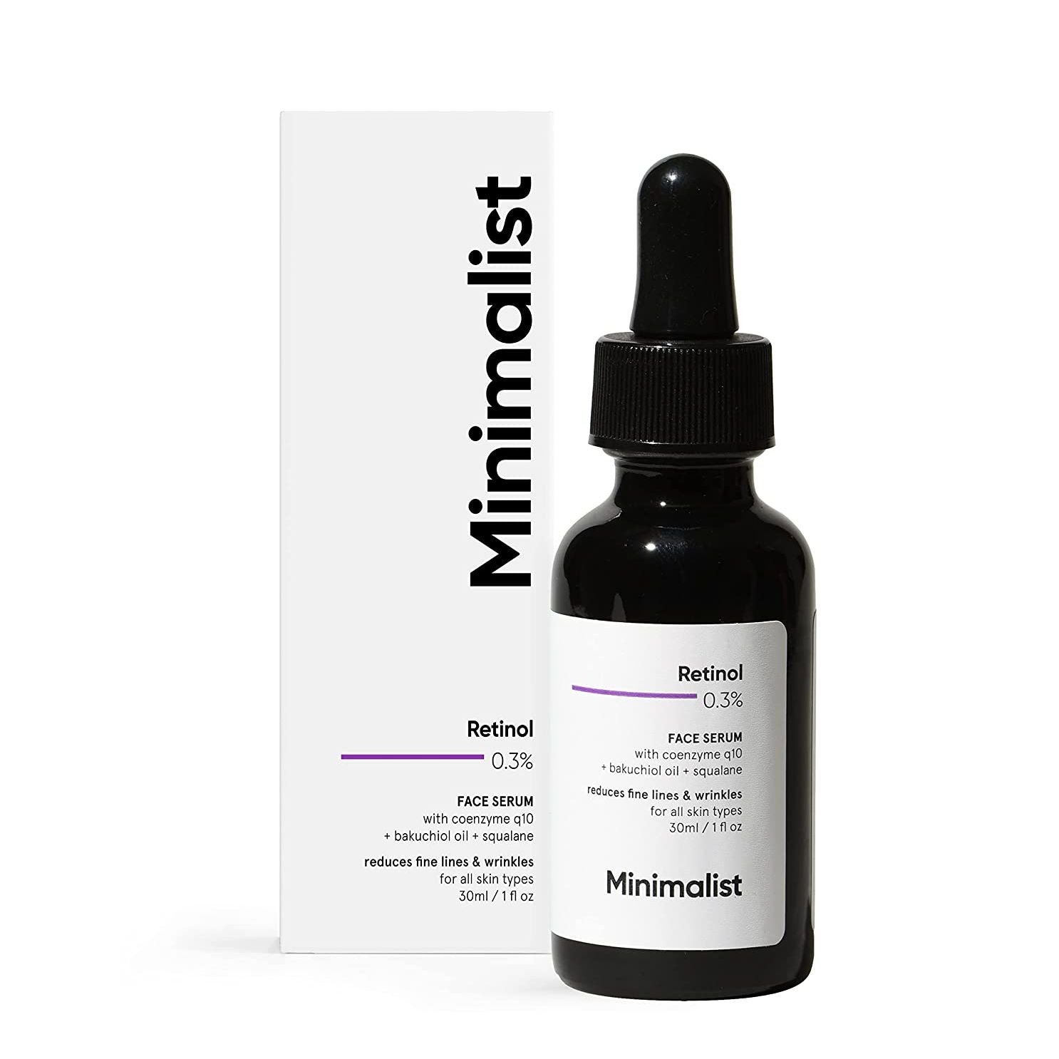 MINIMALIST 0.3% RETINOL FACE SERUM NIGHT FACE SERUM WITH RETINOL & Q10 TO REDUCE FINE LINES AND WRINKLES 30 ML