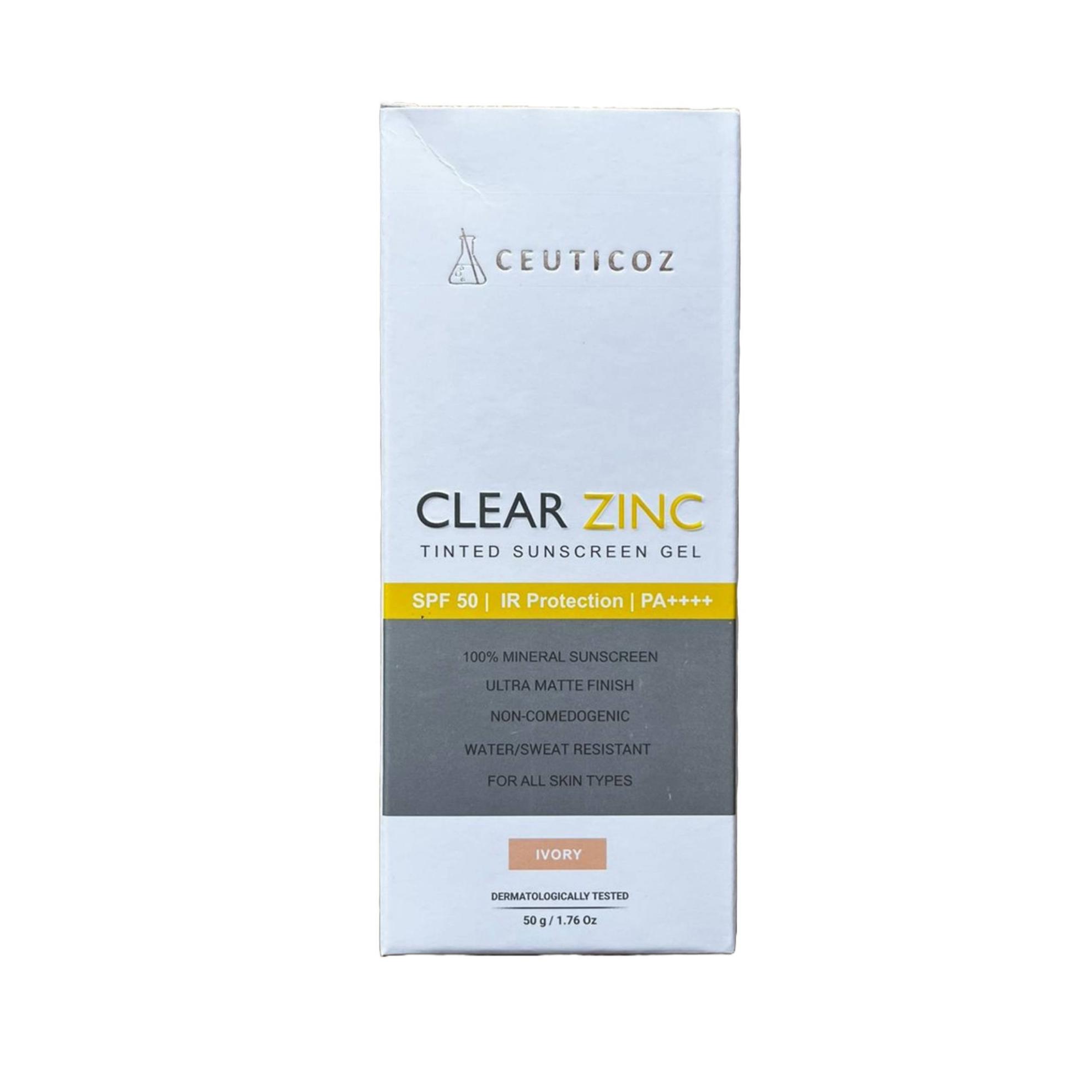 CLEAR ZINC TINTED SUNSCREEN GEL SPF 50++ (IVORY) 50 GM