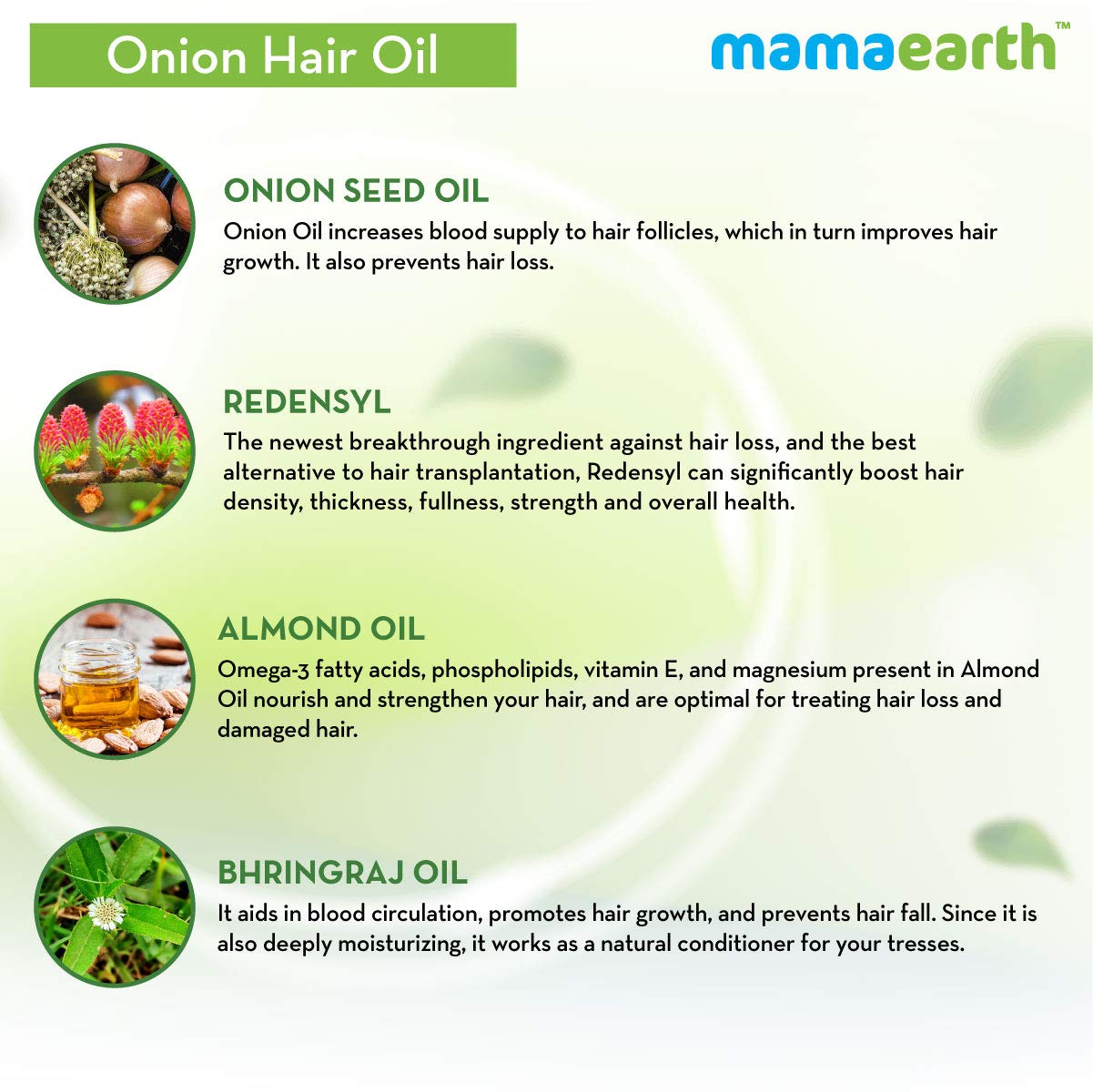 Mamaearth Onion Hair Oil for Hair Regrowth & Hair Fall Control with Redensyl 150ml