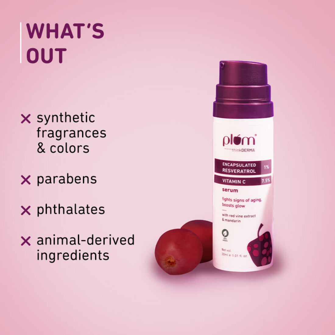 PLUM 1% ENCAPSULATED RESVERATROL & 7.5% VITAMIN C SERUM 30 ML