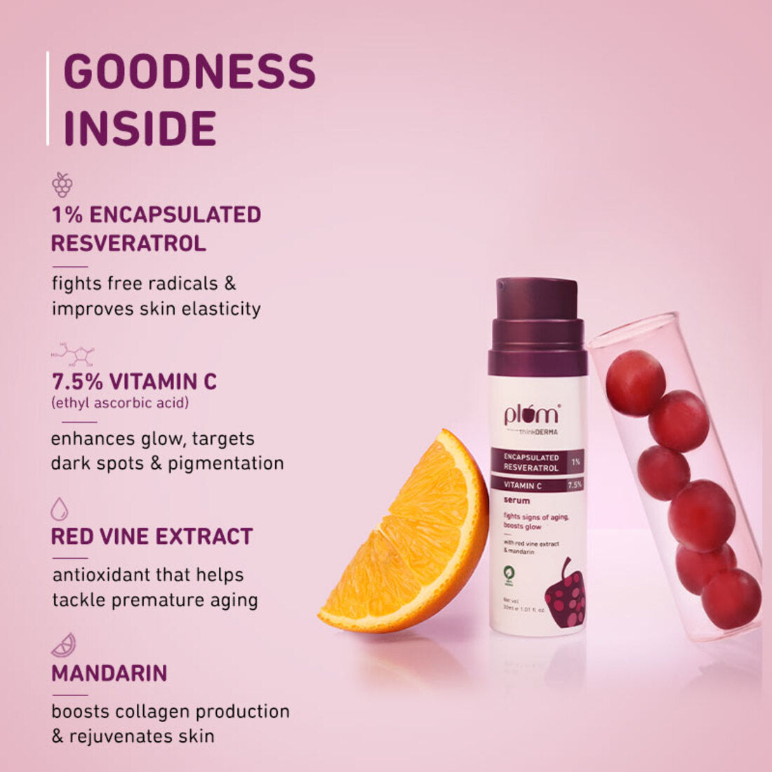 PLUM 1% ENCAPSULATED RESVERATROL & 7.5% VITAMIN C SERUM 30 ML