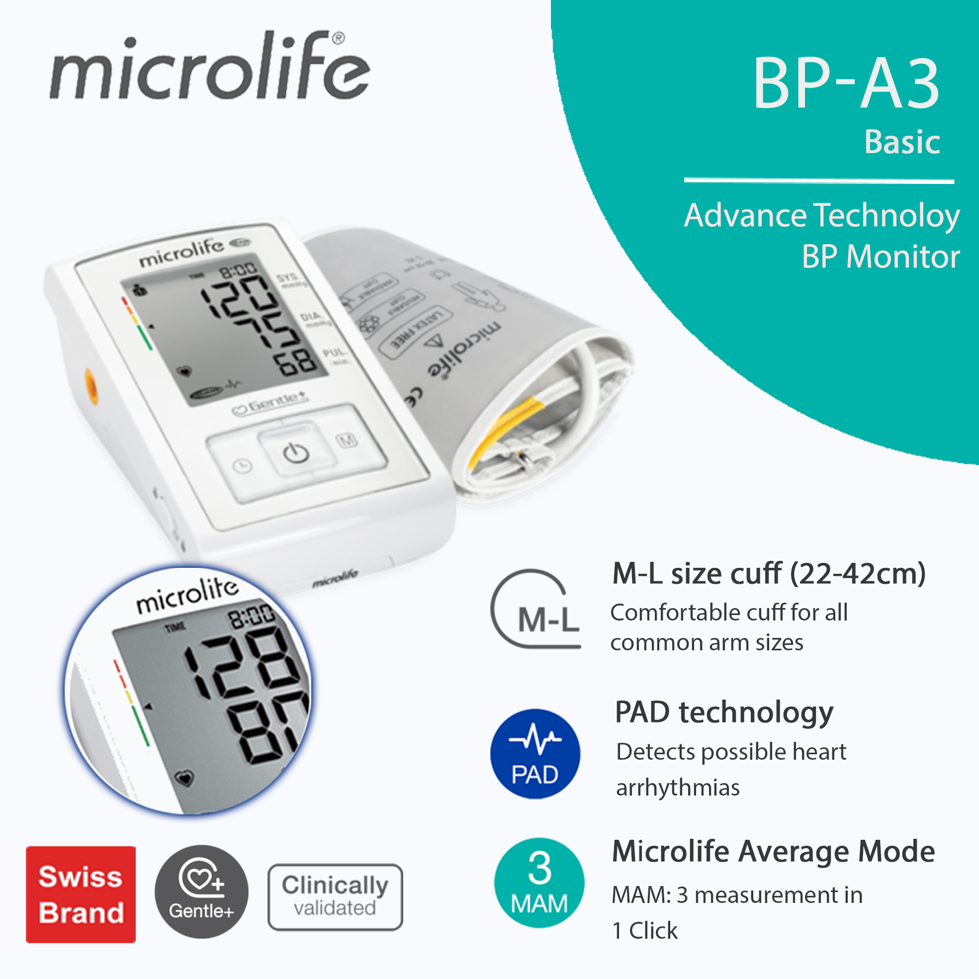 Microlife Blood Pressure Measuring Machine, BP A3 Basic