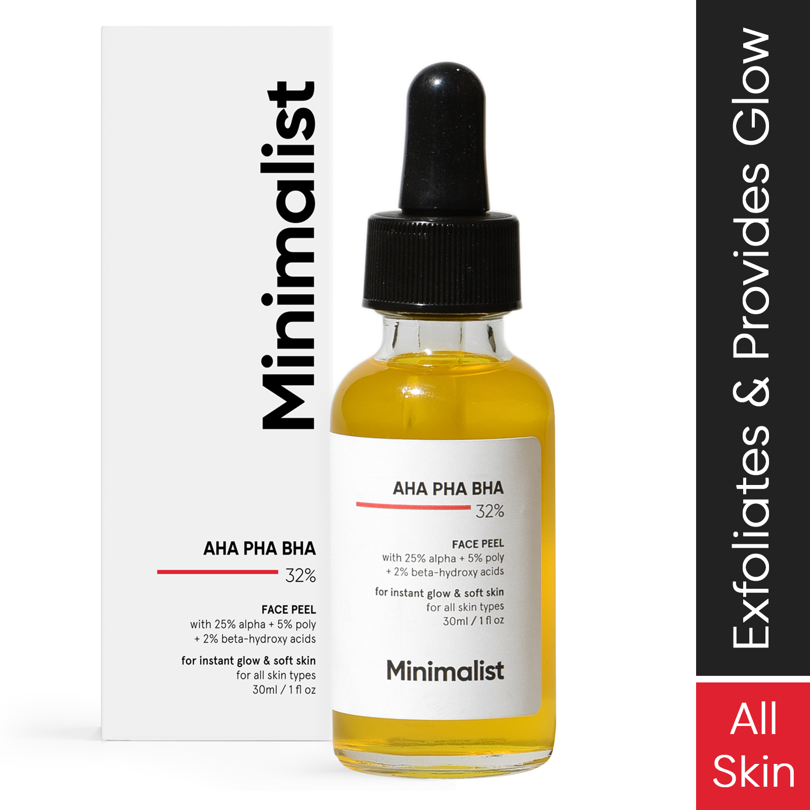 MINIMALIST 32% AHA PHA BHA FACE PEEL PROVIDES INSTANT GLOW AND SMOOTHEN TEXTURE 30 ML