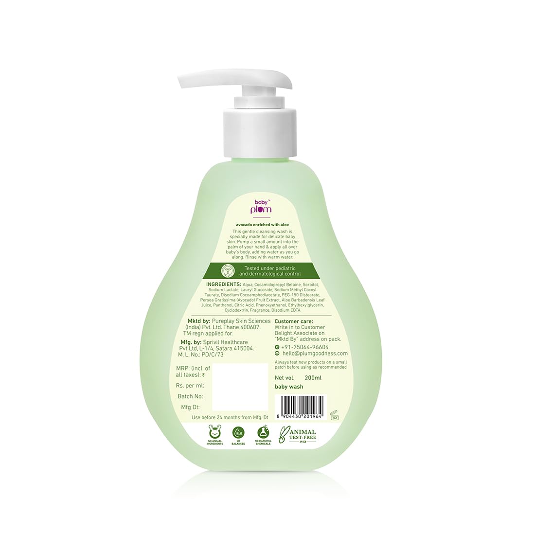 BABY PLUM AVOCADO BABY WASH 200 ML