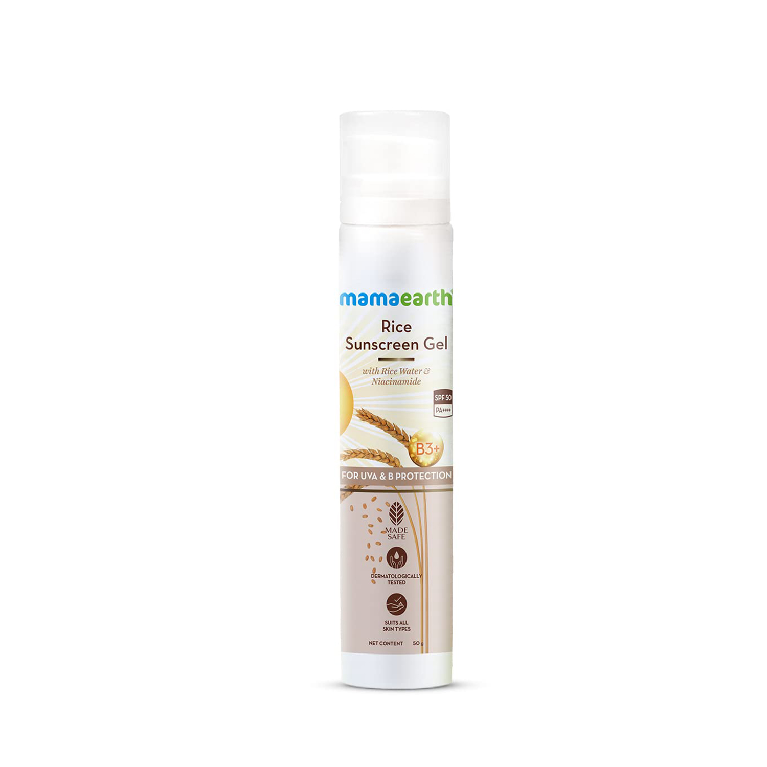 Mamaearth Rice Sunscreen Gel 50+SpF 50gm