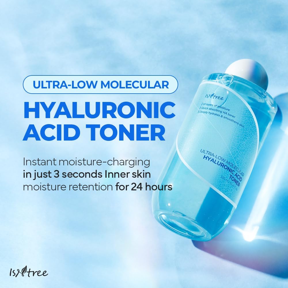 ISNTREE ULTRA-LOW MOLECULAR HYALURONIC ACID TONER 300ML - DEEPLY HYDRATING FACIAL TONER