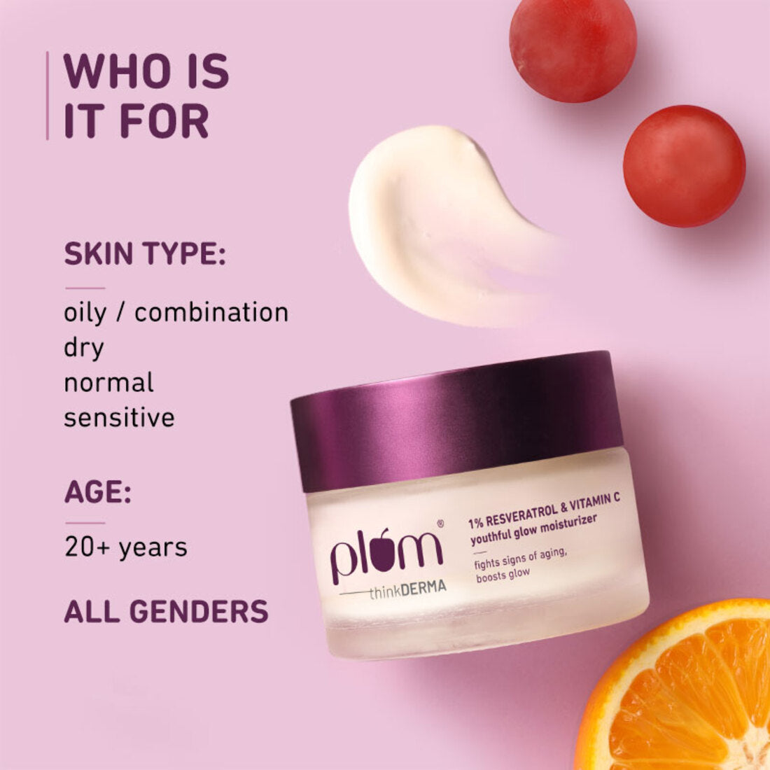 PLUM 1% RESVERATROL & VITAMIN C YOUTHFUL GLOW MOISTURIZER 50 GM