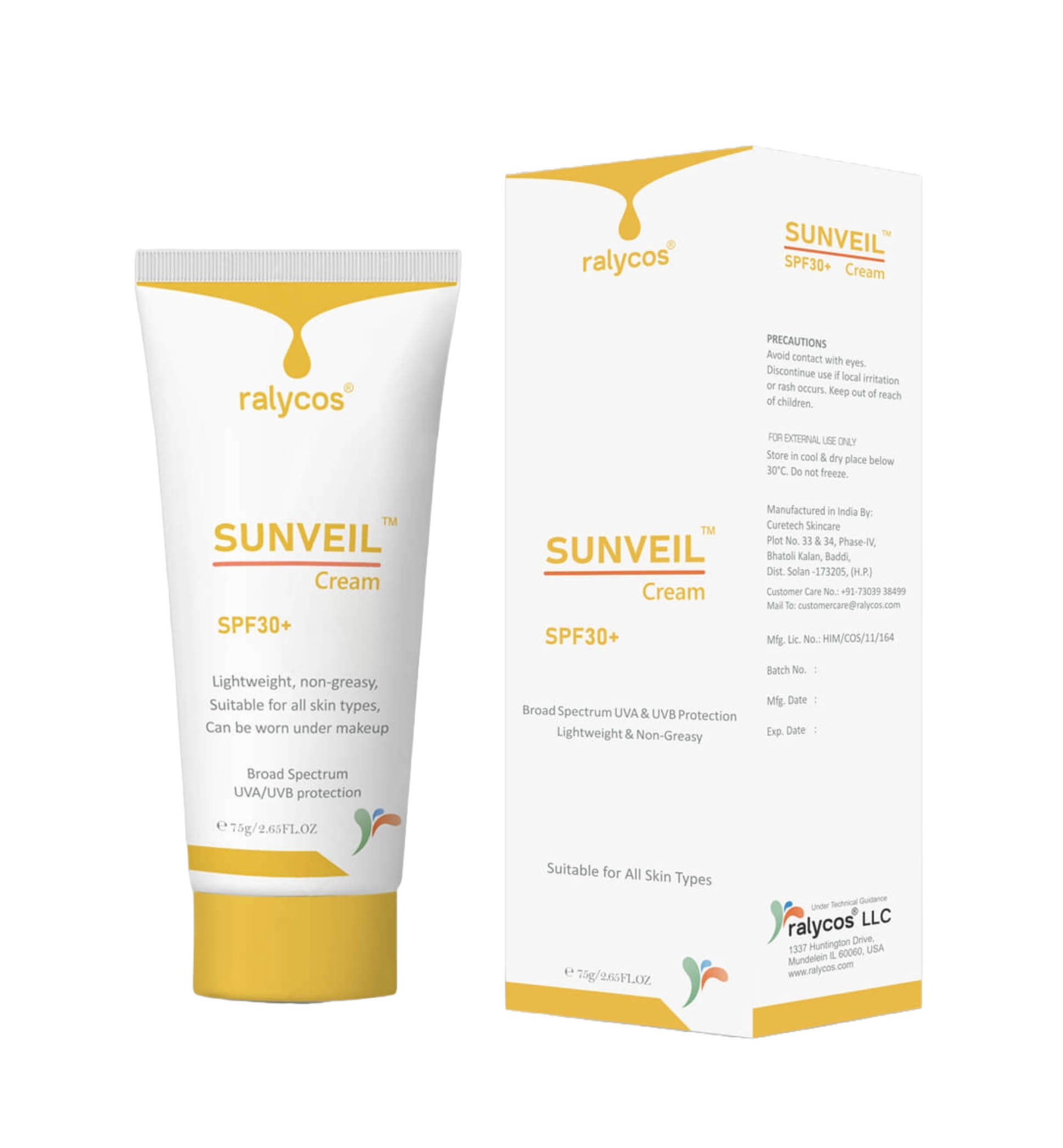 RALYCOS SUNVEIL SPF 30+ CREAM, 75 GM