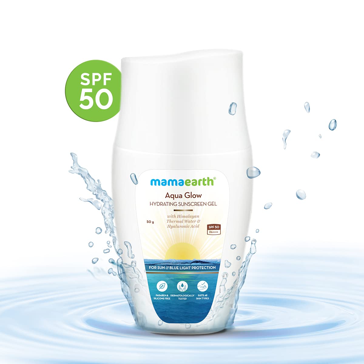 mamaearth aqua glow hydrating sunscreen gel spf 50