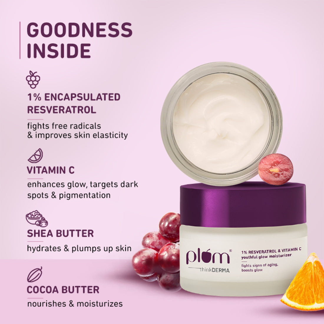 PLUM 1% RESVERATROL & VITAMIN C YOUTHFUL GLOW MOISTURIZER 50 GM