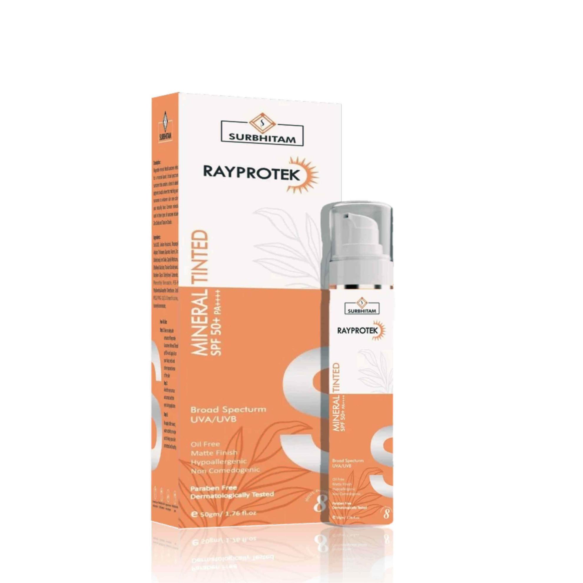 SURBHITAM RAYPROTEK MINERAL TINTED SUNSCREEN SPF 50+ , 50 GM 